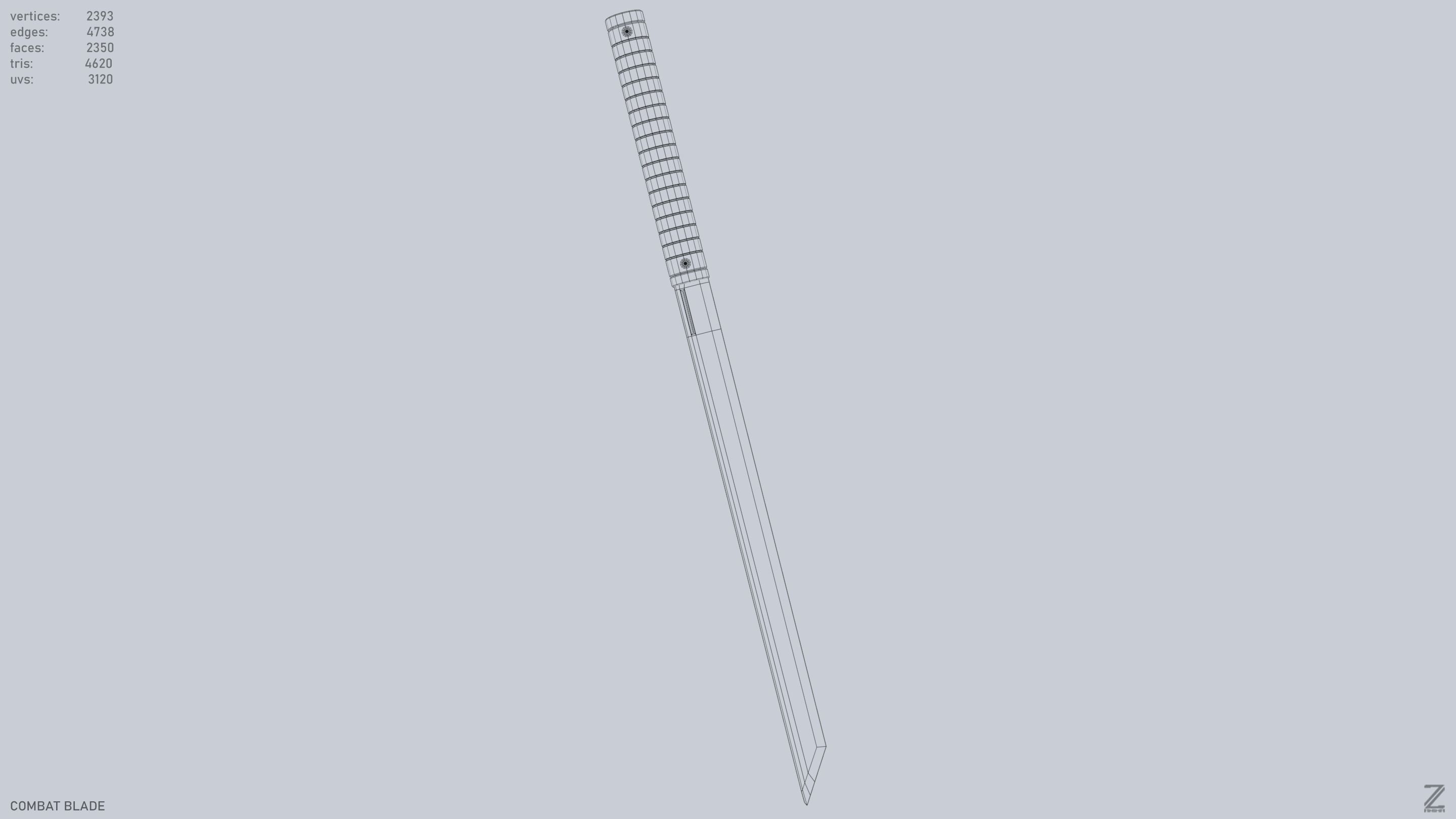 Combat blade Low-poly 3D model_13