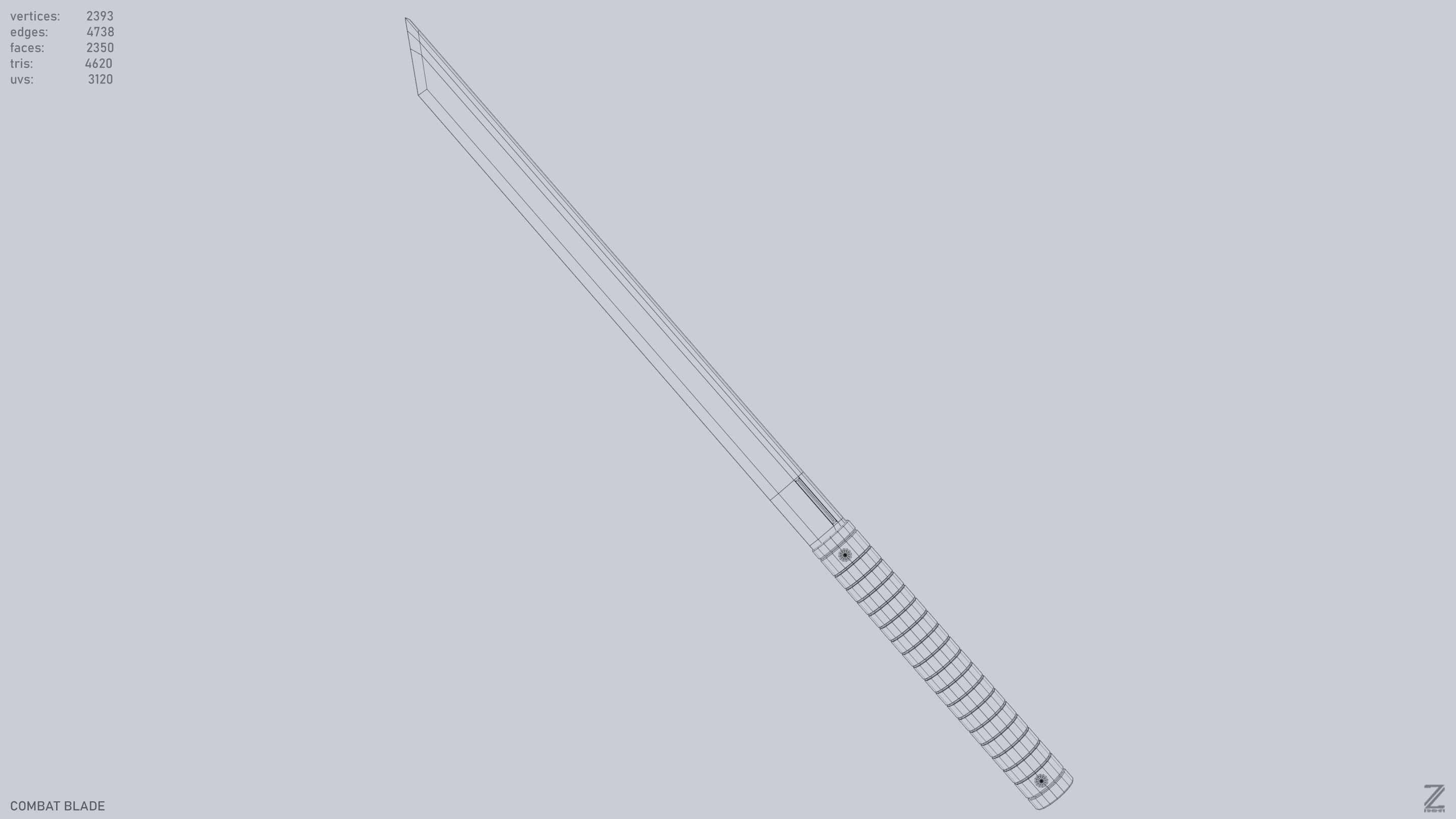 Combat blade Low-poly 3D model_4