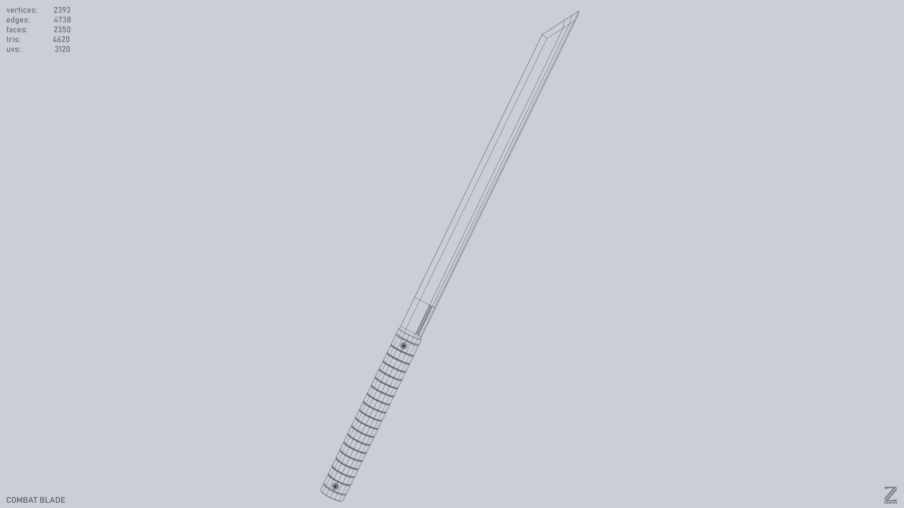 Combat blade Low-poly 3D model_11