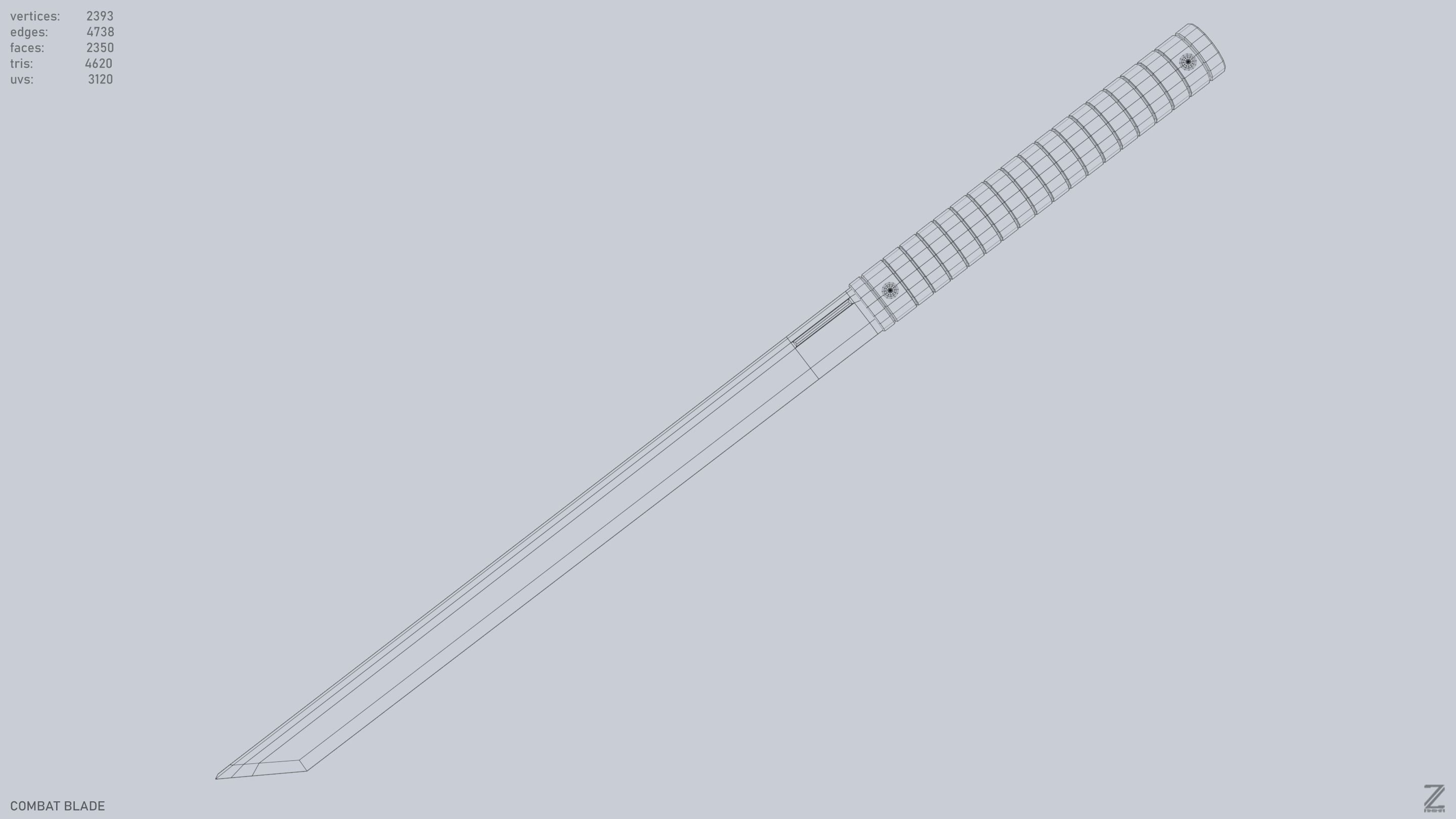 Combat blade Low-poly 3D model_14