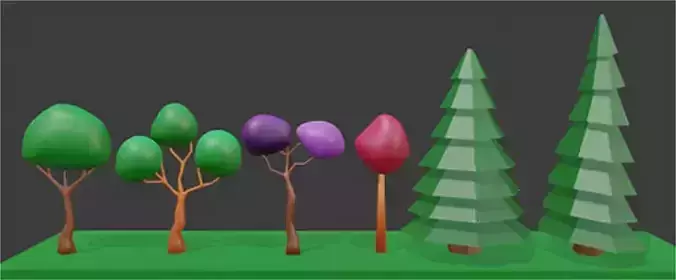 Low Poly trees pack Free low-poly 3D model