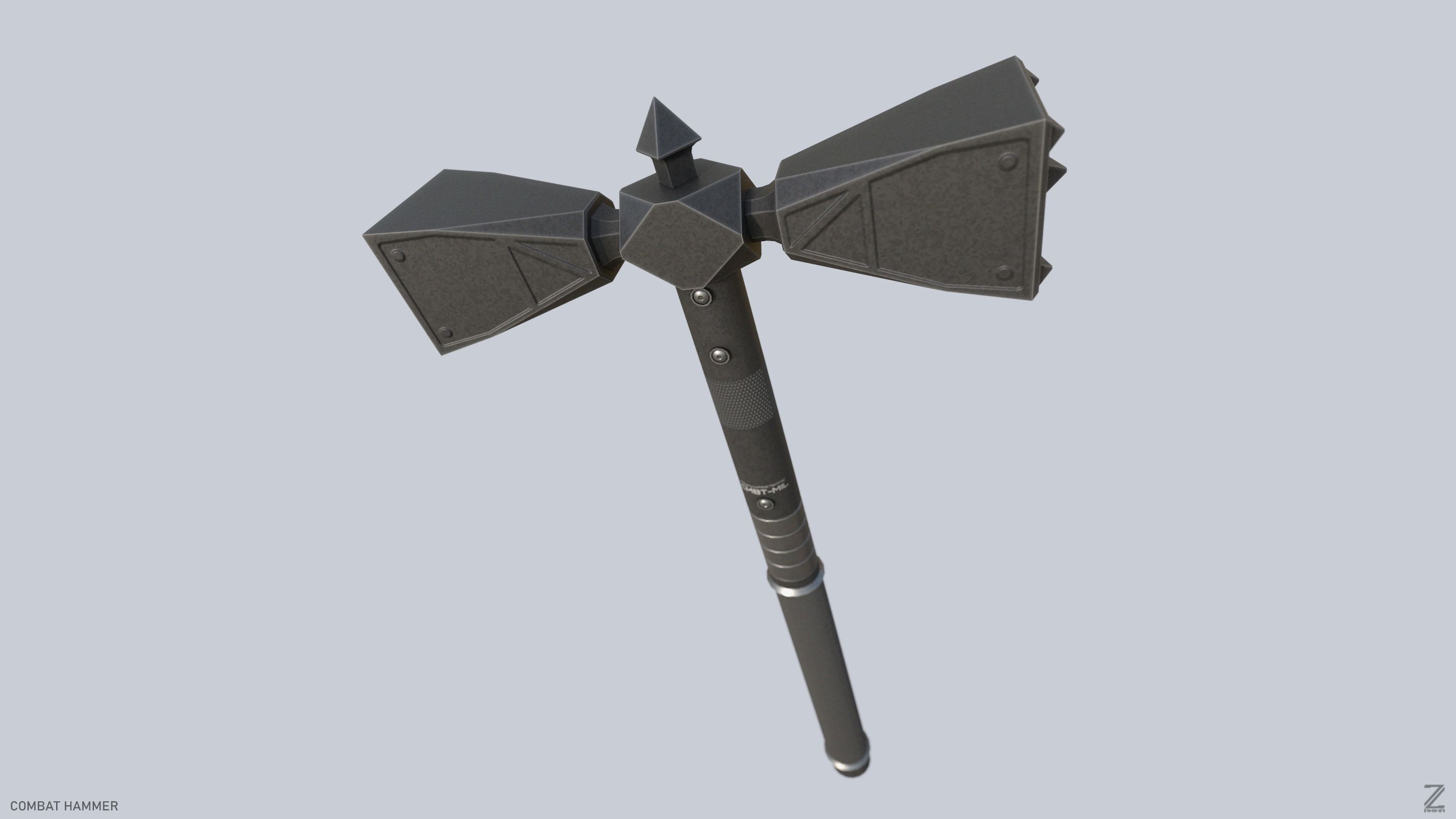Combat hammer Low-poly 3D model_6