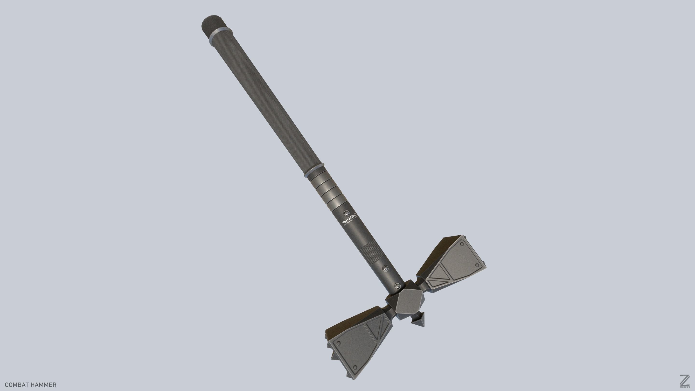 Combat hammer Low-poly 3D model_8