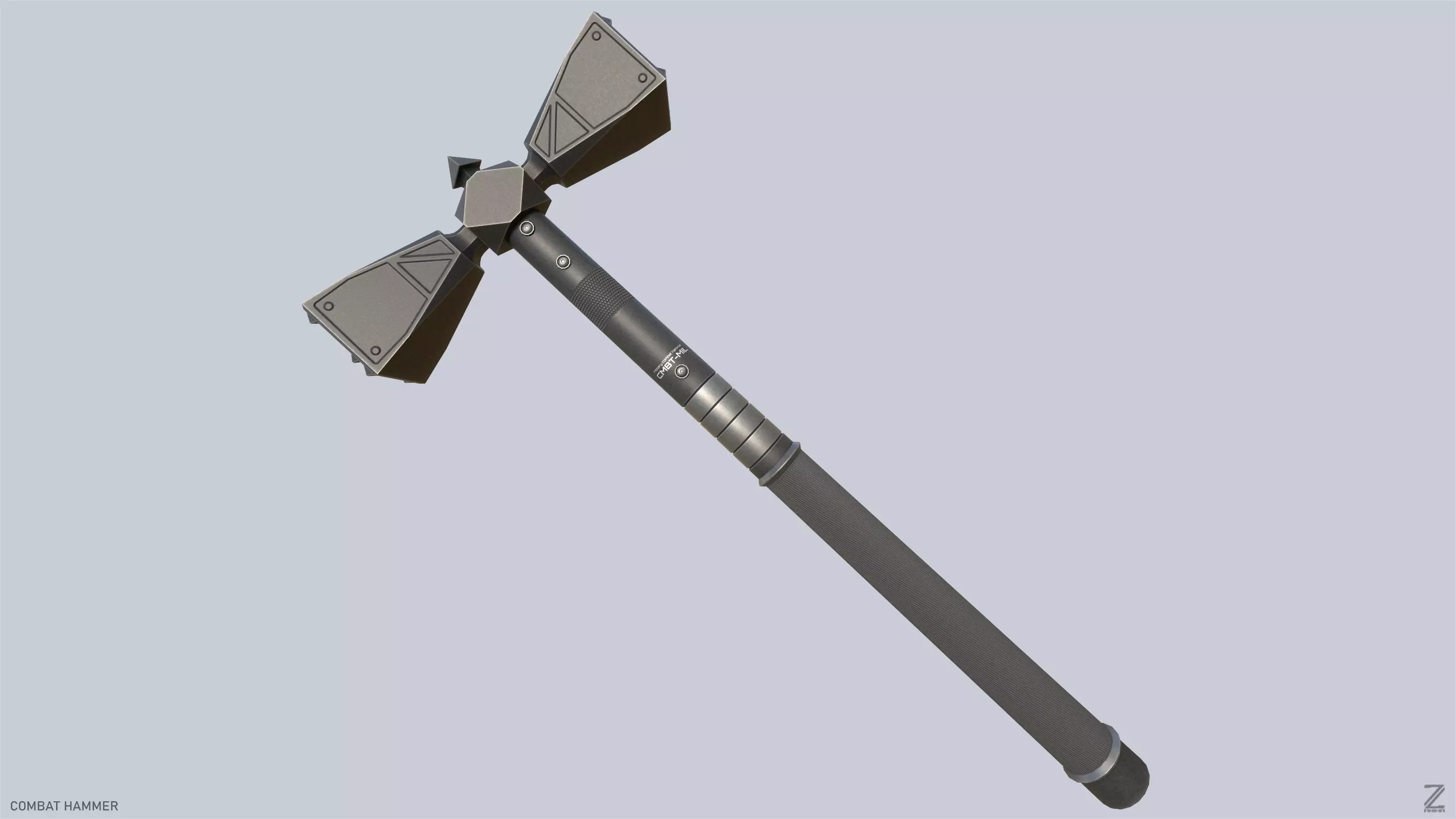 Combat hammer Low-poly 3D model_0