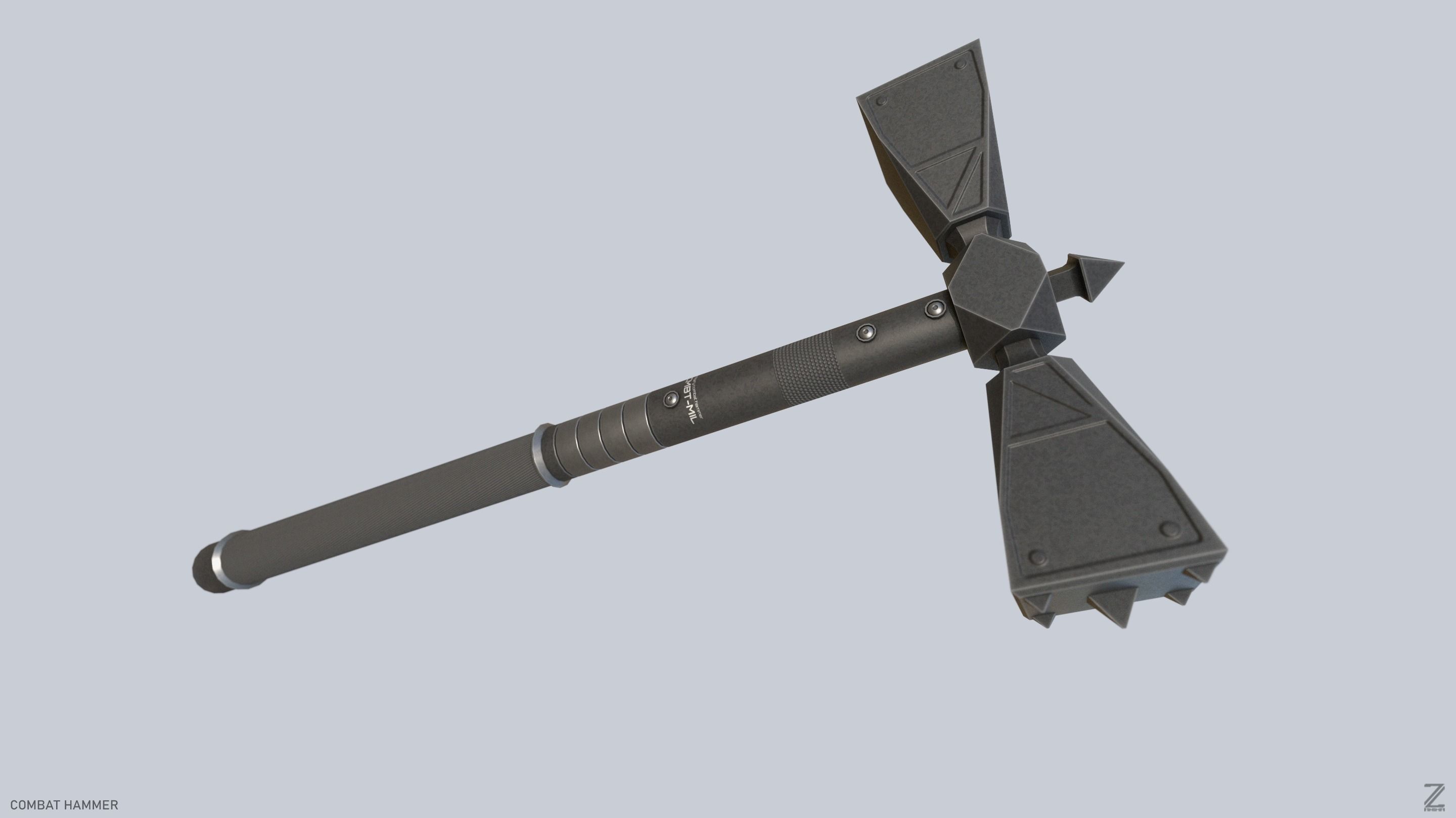 Combat hammer Low-poly 3D model_7