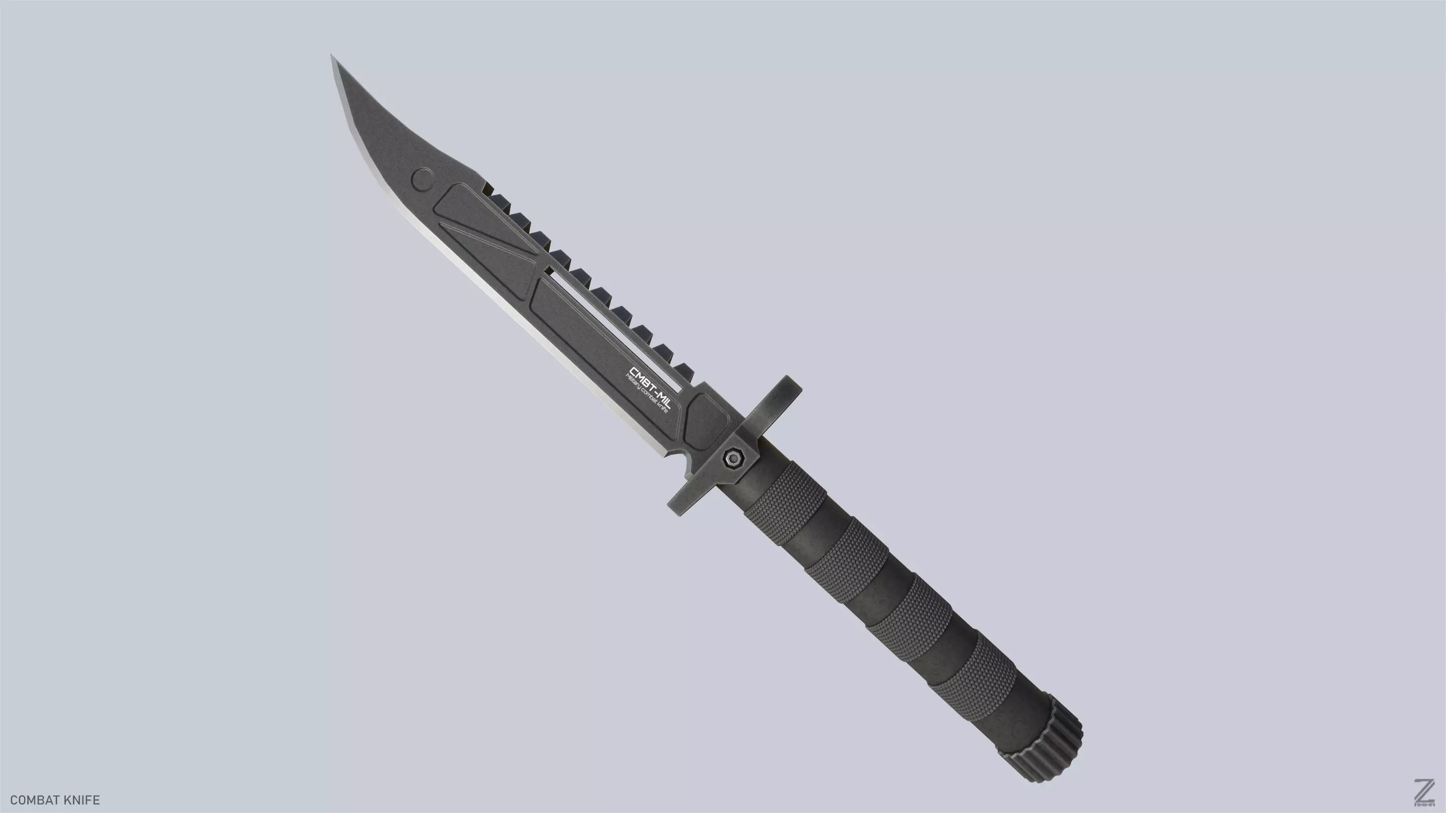 Combat knife Low-poly 3D model_0