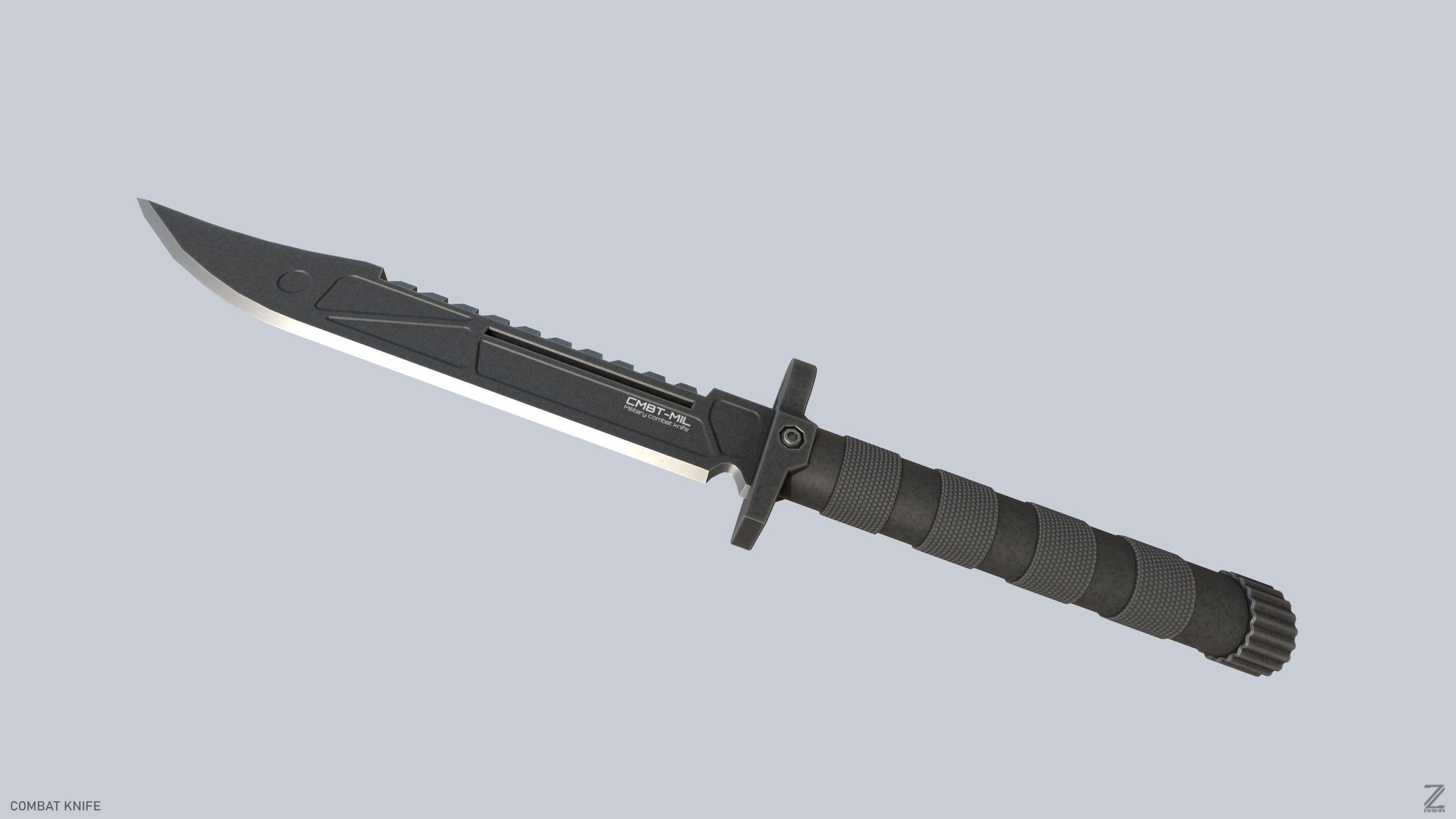 Combat knife Low-poly 3D model_2