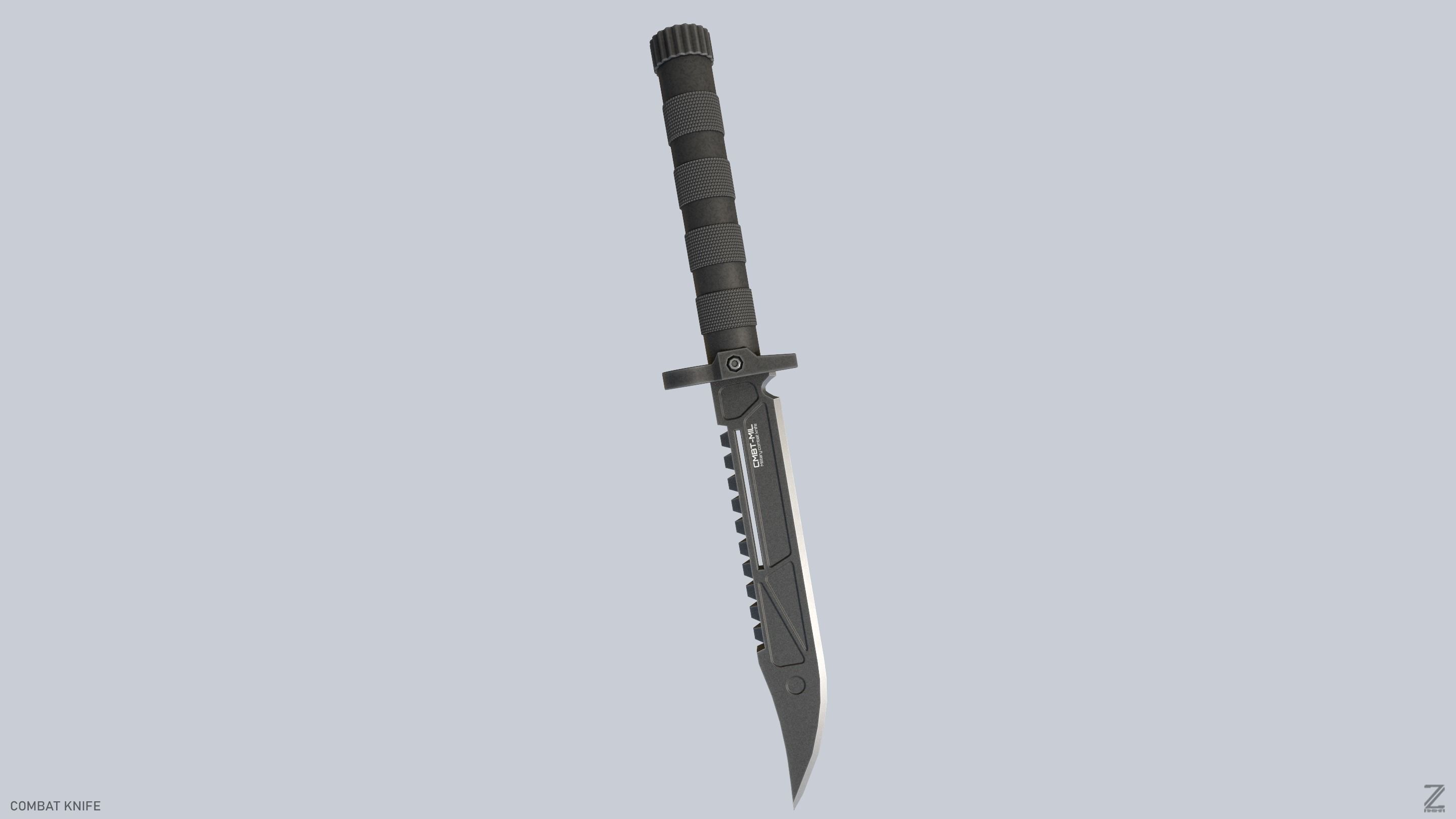 Combat knife Low-poly 3D model_9