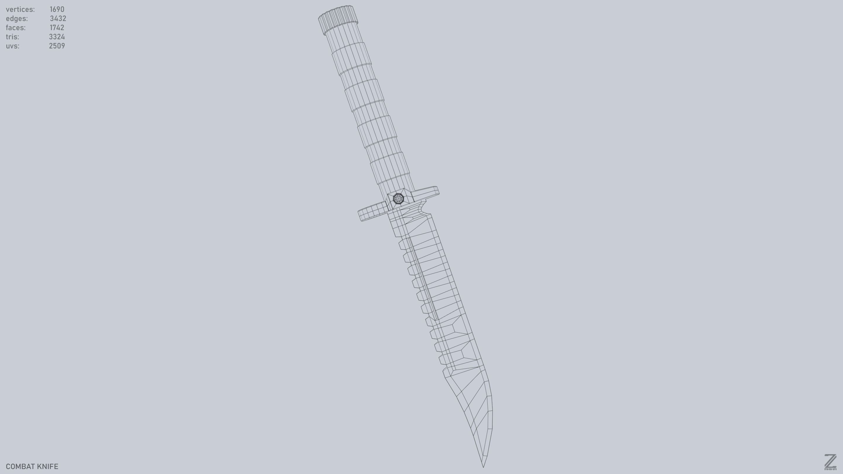 Combat knife Low-poly 3D model_12