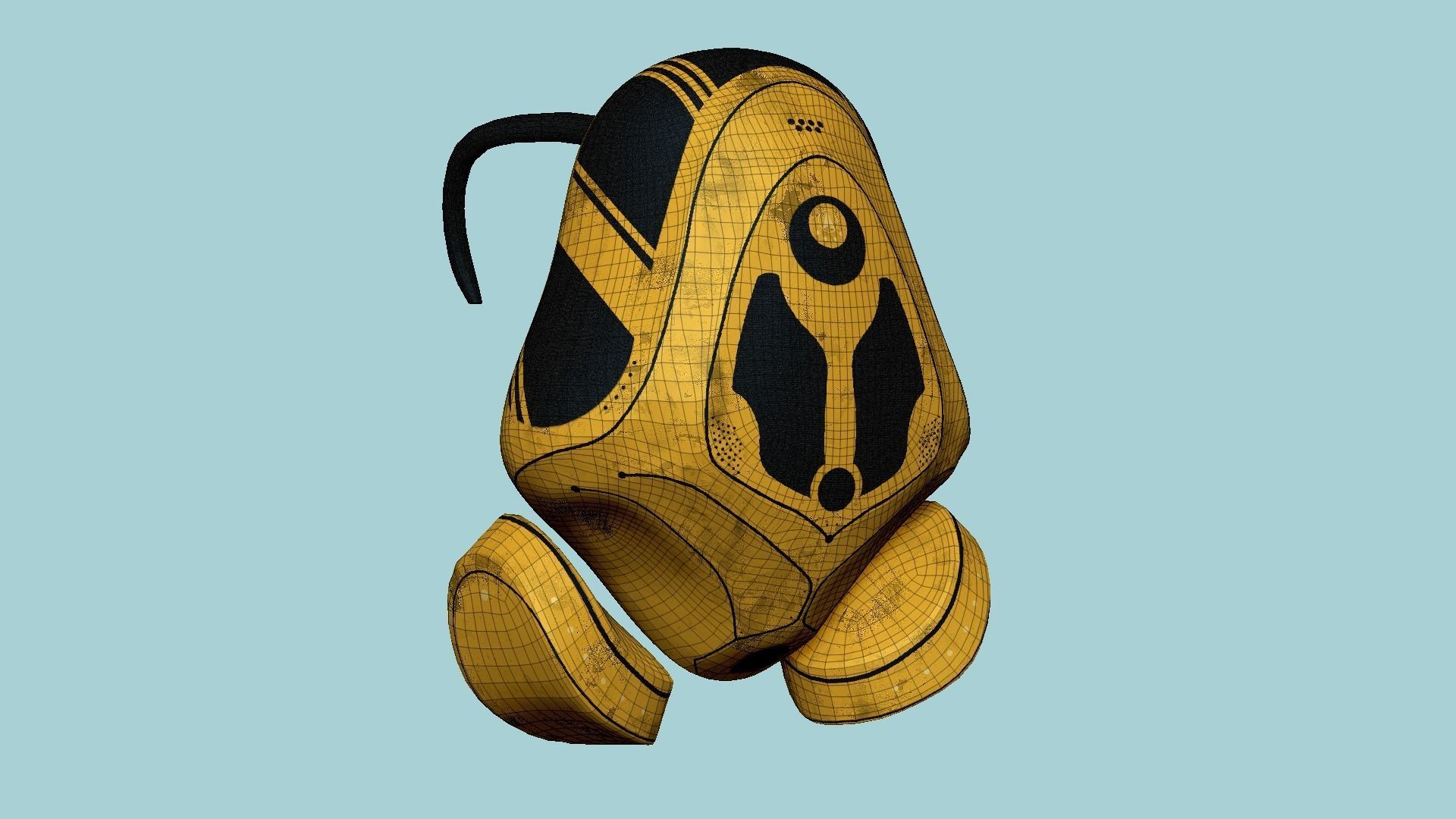 SciFi Backpack H02 Yellow - Fashion Character Design Low-poly 3D model_6