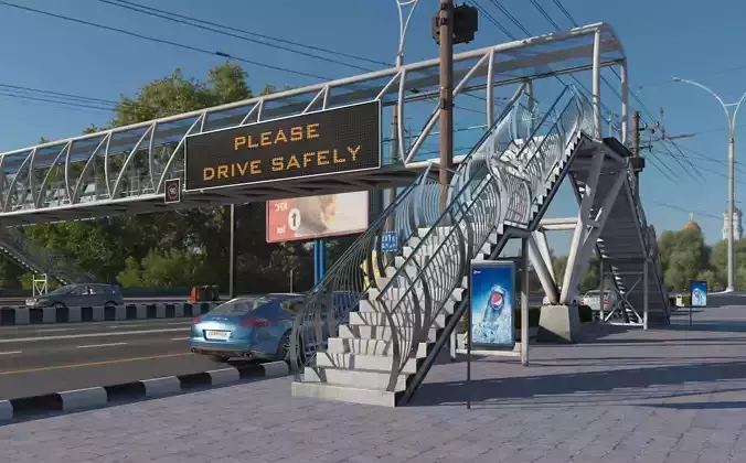 Lowpoly Pedestrian Bridge VOL 3 Low-poly 3D model