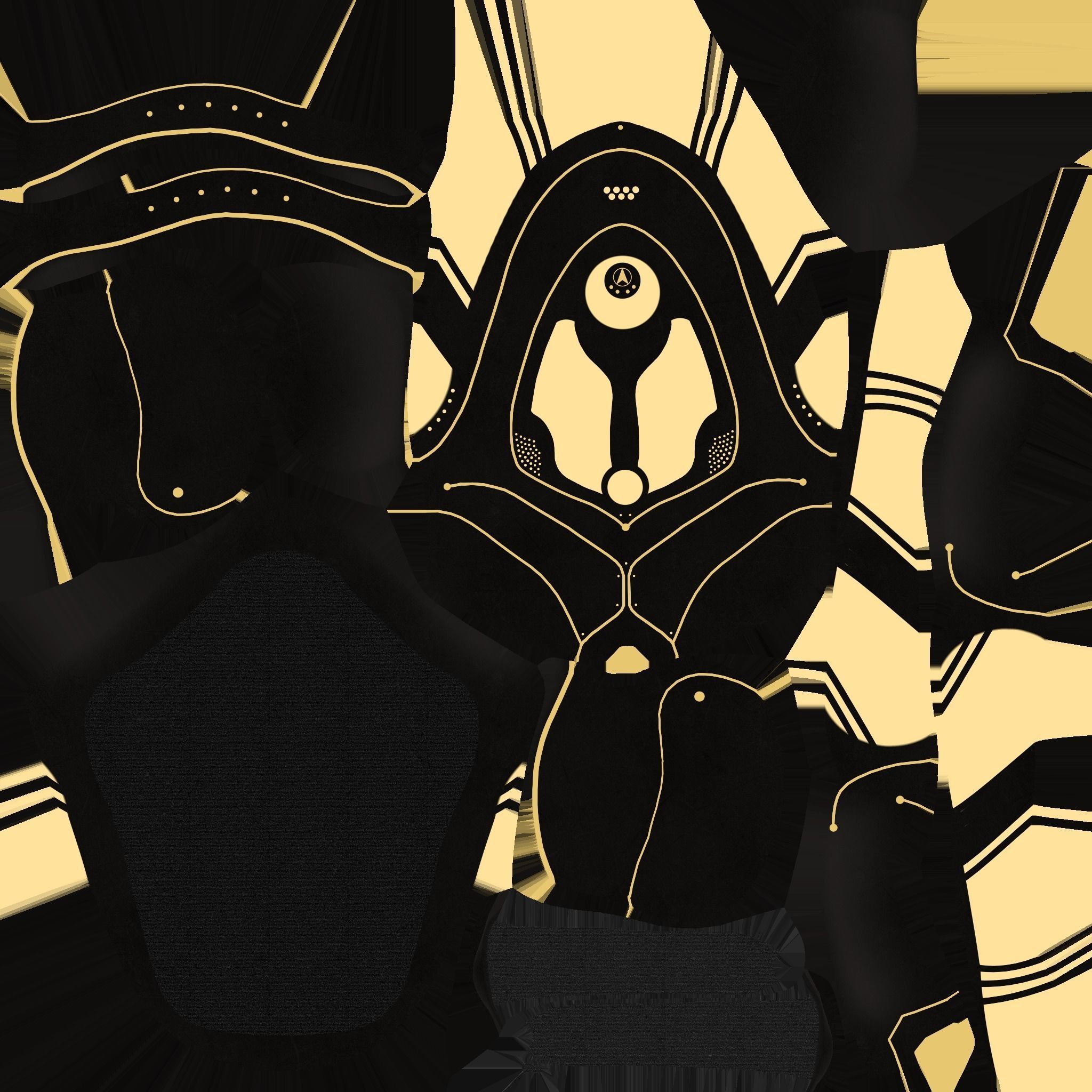 SciFi Backpack H03 Black Gold - Fashion Character Design Low-poly 3D model_19