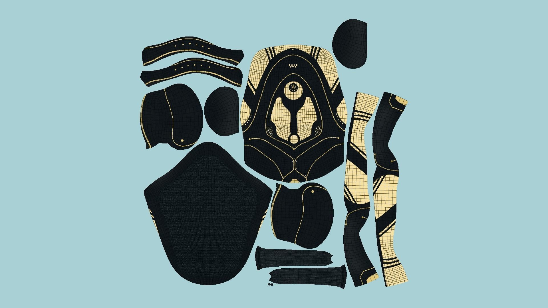 SciFi Backpack H03 Black Gold - Fashion Character Design Low-poly 3D model_5