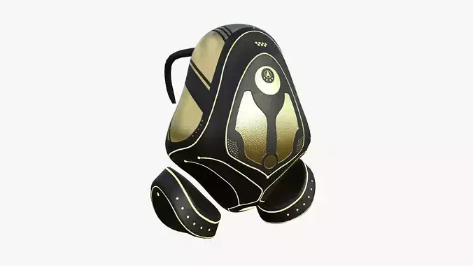 SciFi Backpack H03 Black Gold - Fashion Character Design Low-poly 3D model