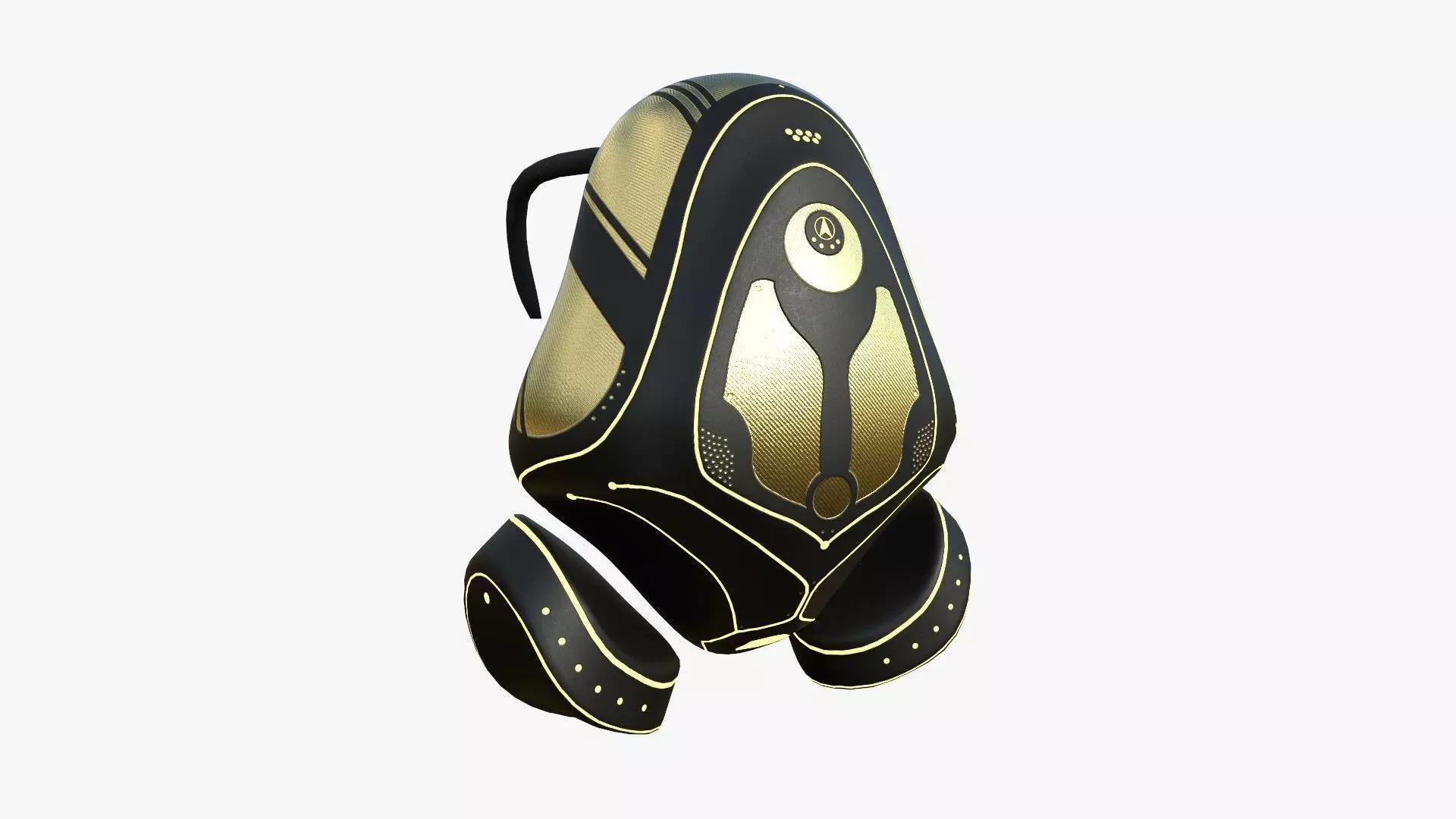 SciFi Backpack H03 Black Gold - Fashion Character Design Low-poly 3D model_0