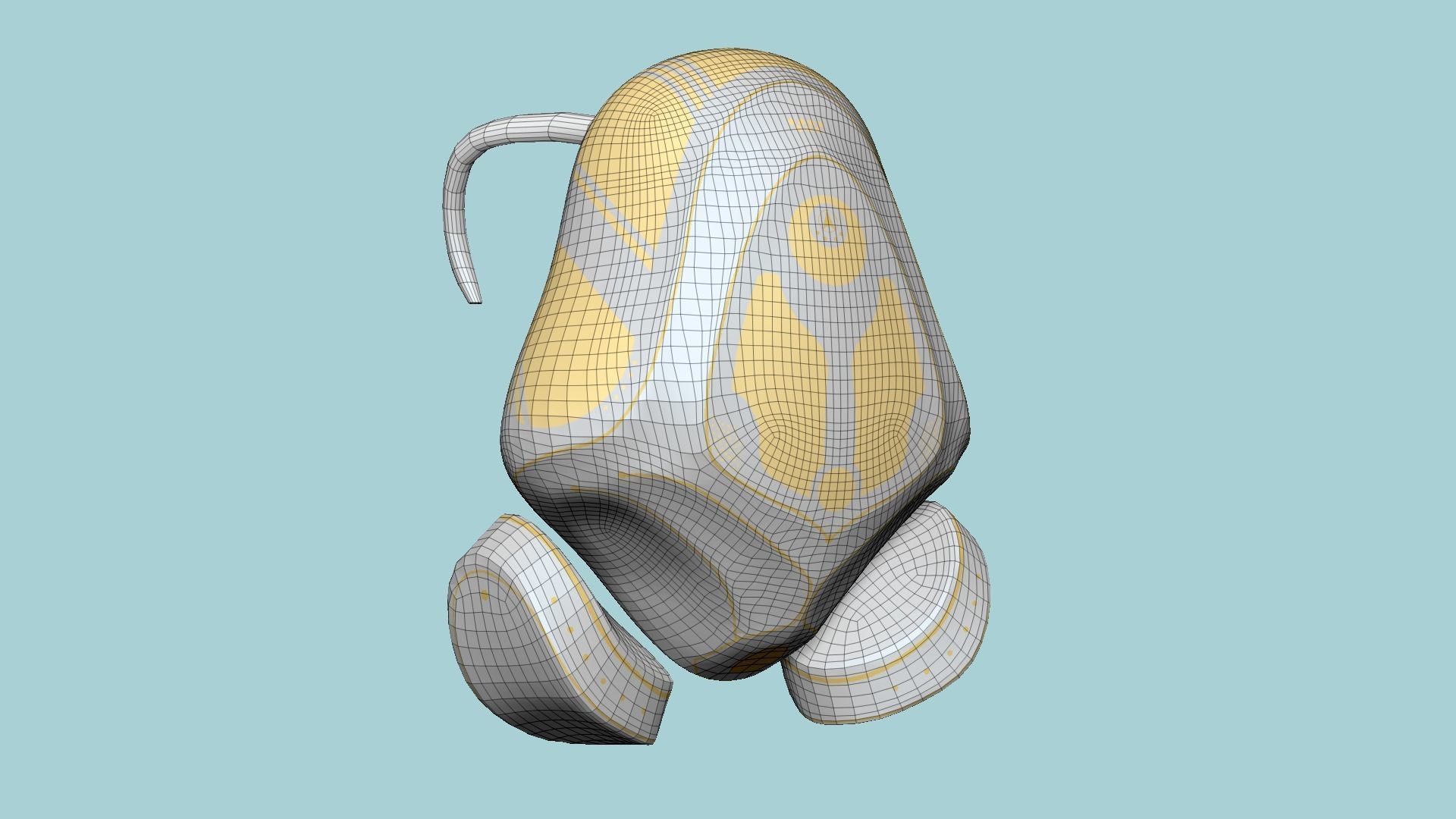 SciFi Backpack H04 White Gold - Fashion Character Design Low-poly 3D model_6