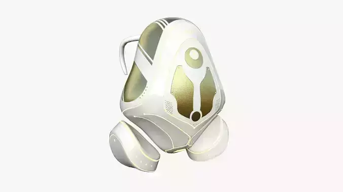 SciFi Backpack H04 White Gold - Fashion Character Design Low-poly 3D model