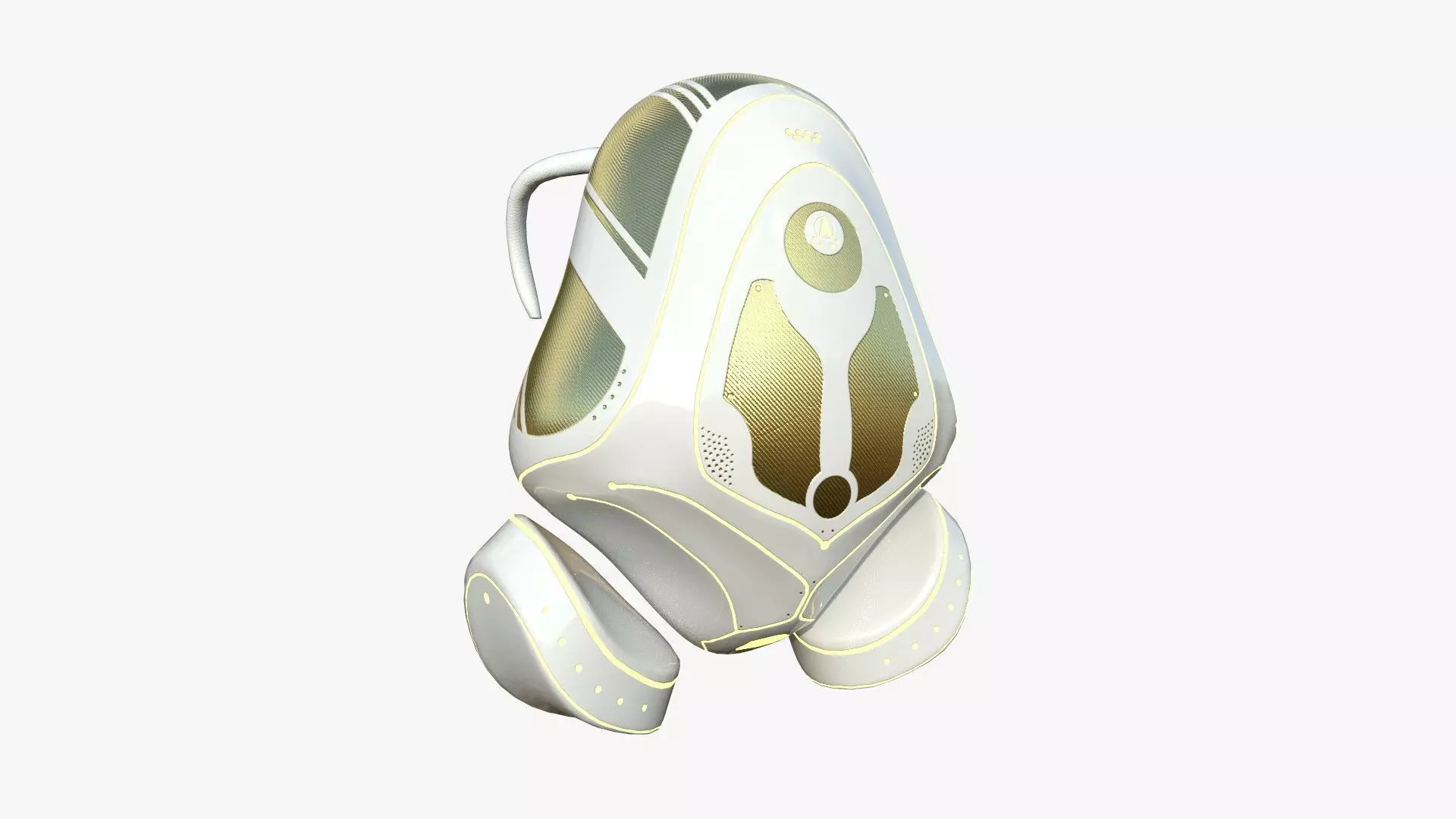 SciFi Backpack H04 White Gold - Fashion Character Design Low-poly 3D model_0