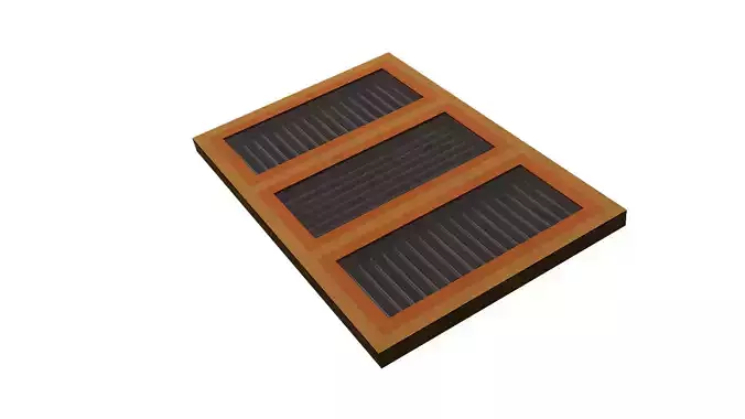 WOODEN WINDOW -LOW POLY -GLASS-150X100 - KW3- 3 panel furniture Low-poly 3D model