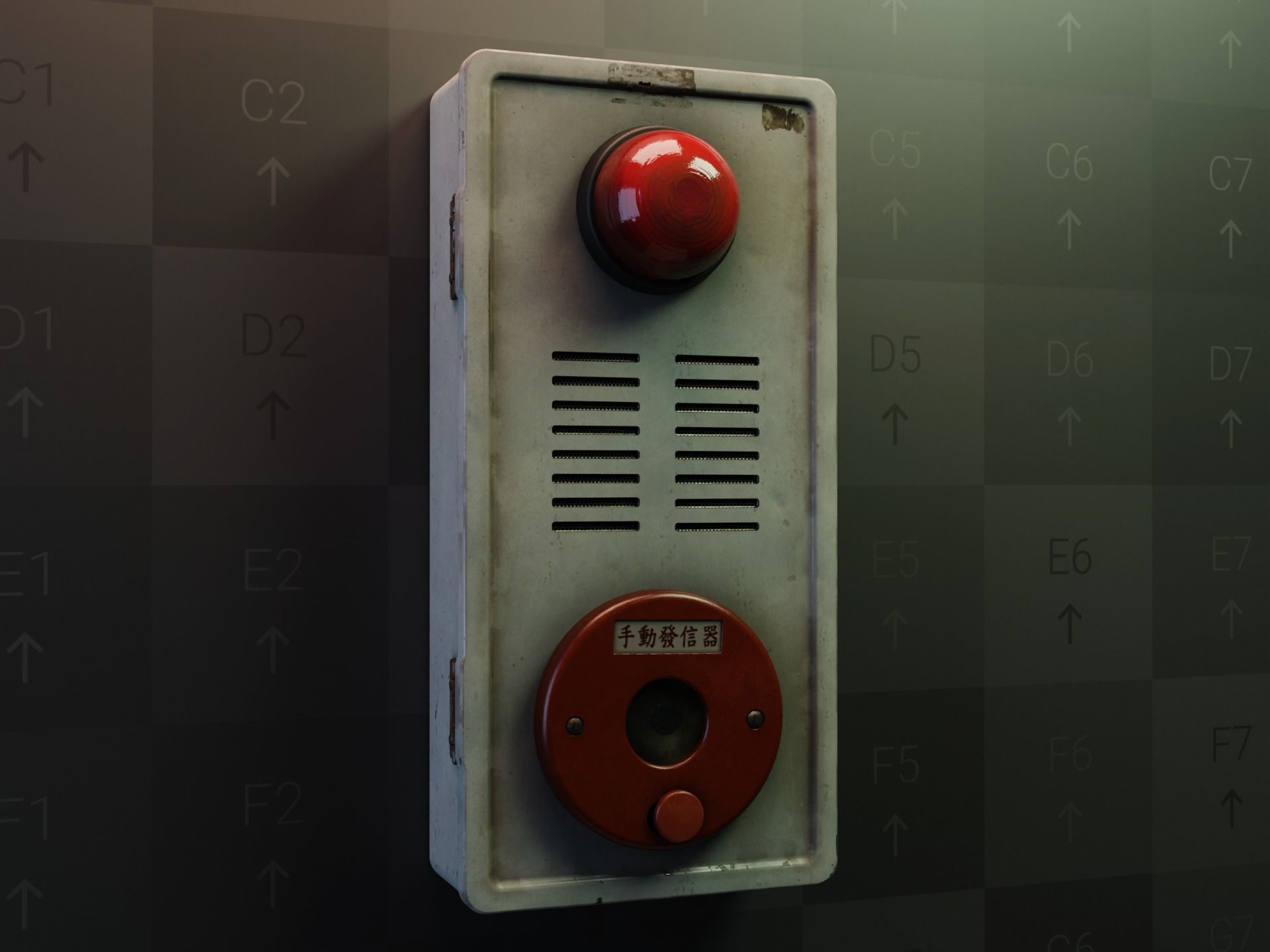 Photorealistic Taiwanese Fire Alarm Low-poly 3D model_2