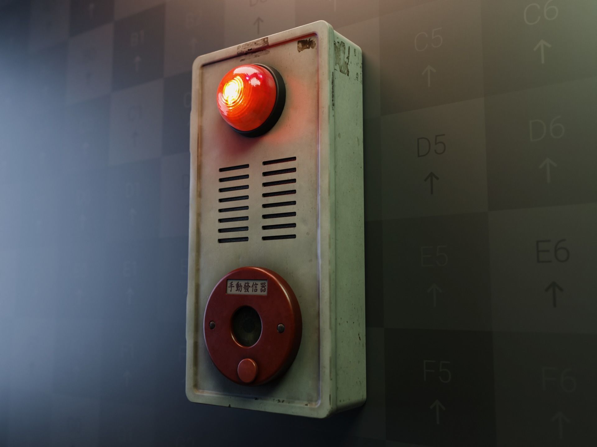 Photorealistic Taiwanese Fire Alarm Low-poly 3D model_3