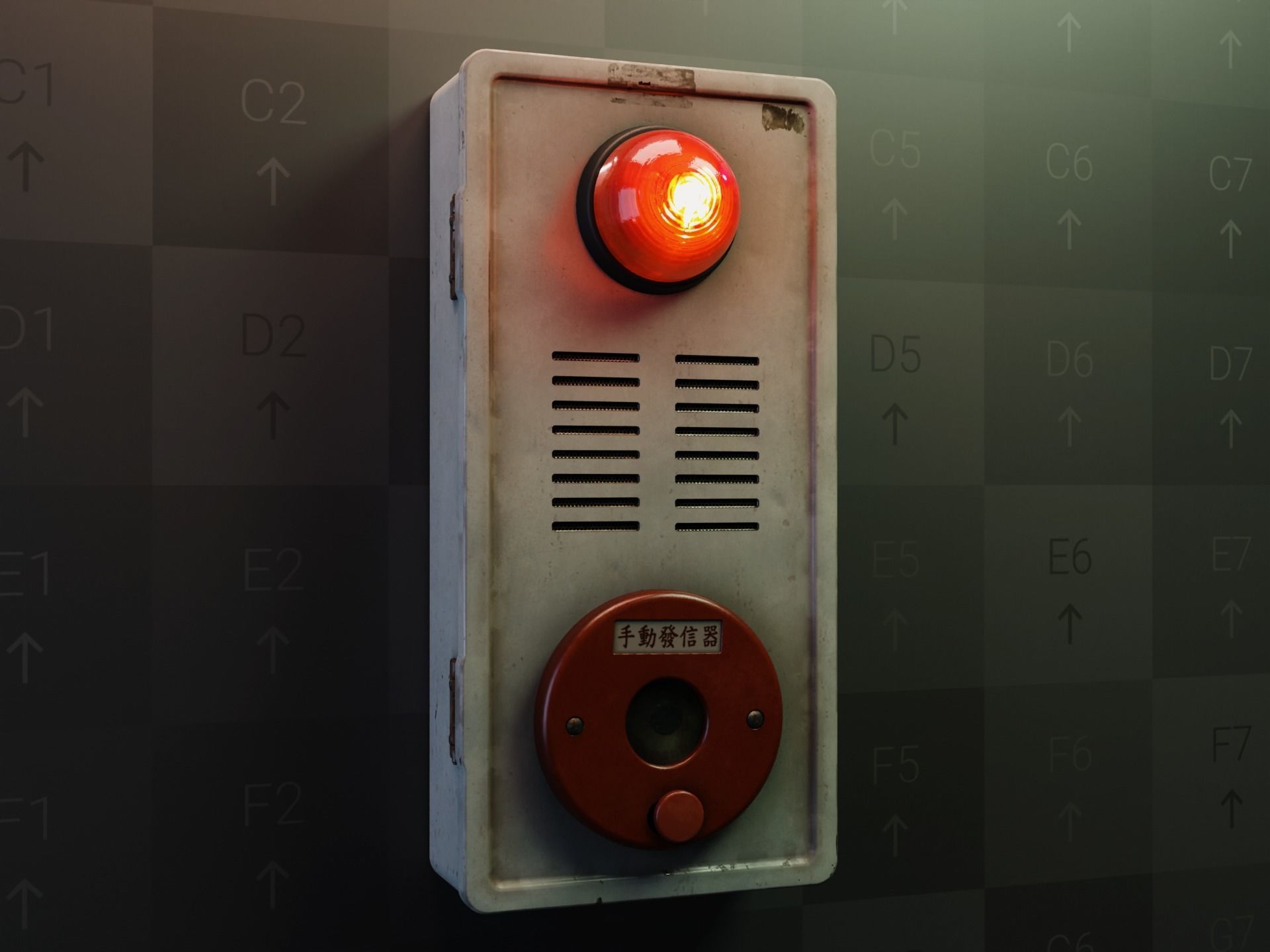 Photorealistic Taiwanese Fire Alarm Low-poly 3D model_1