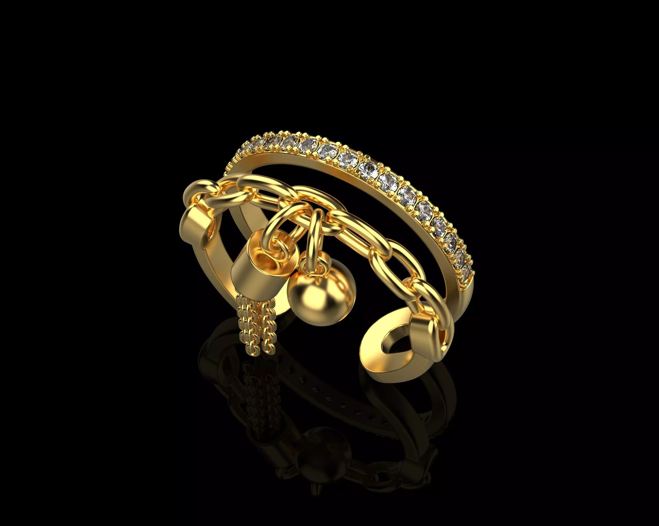 Chain Ring with diamonds N12 3D print model