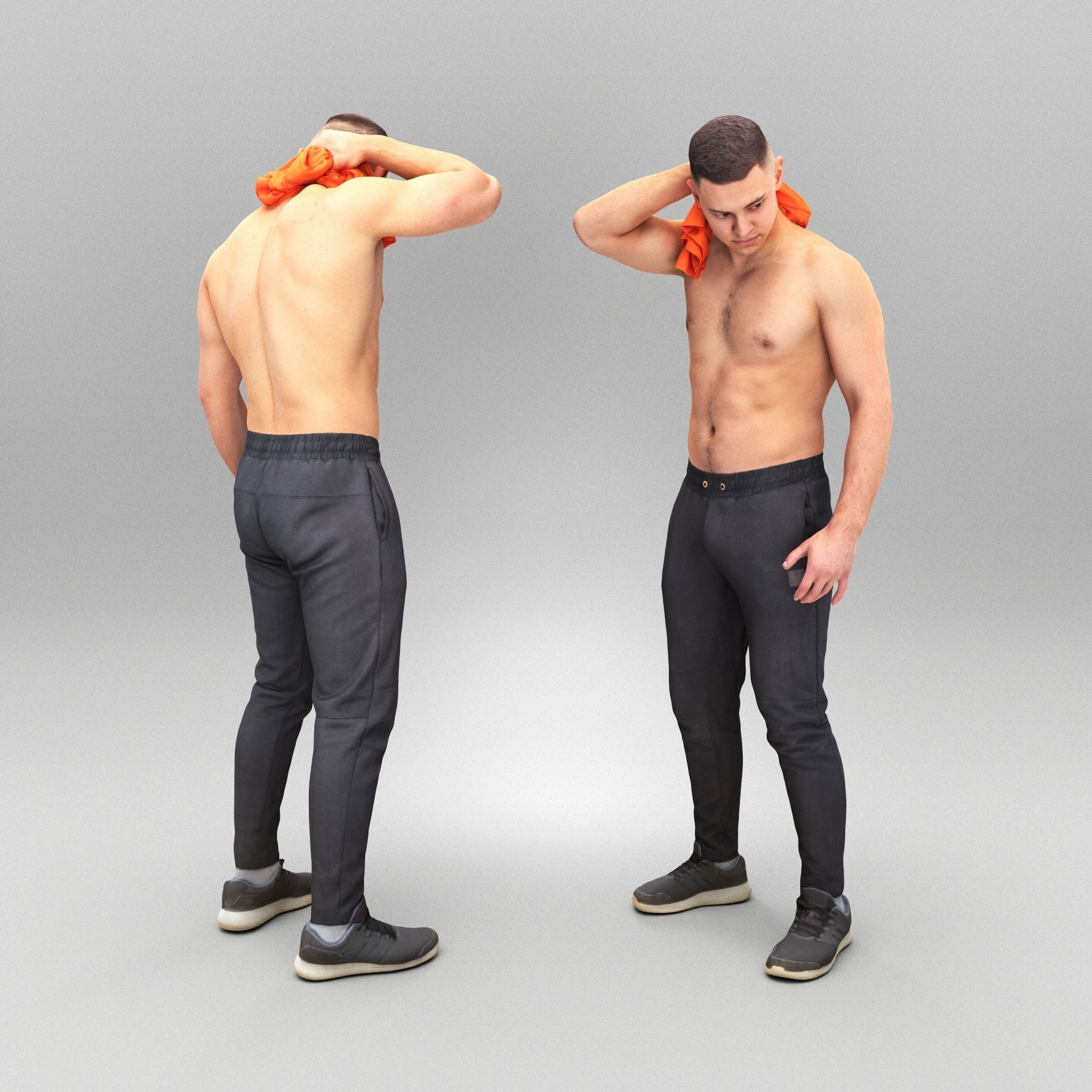 Handsome sporty man holding towel 377 Low-poly 3D model_2