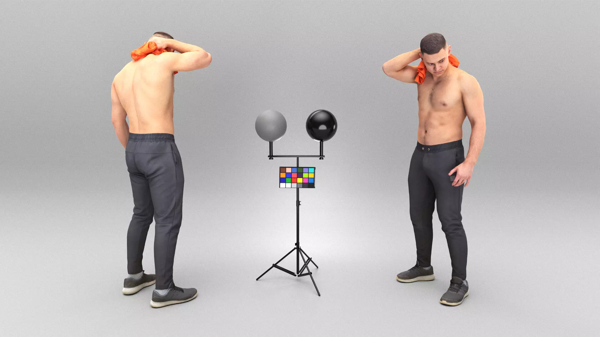 Handsome sporty man holding towel 377 Low-poly 3D model_0