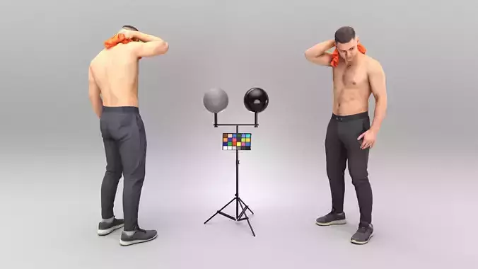 Handsome sporty man holding towel 377