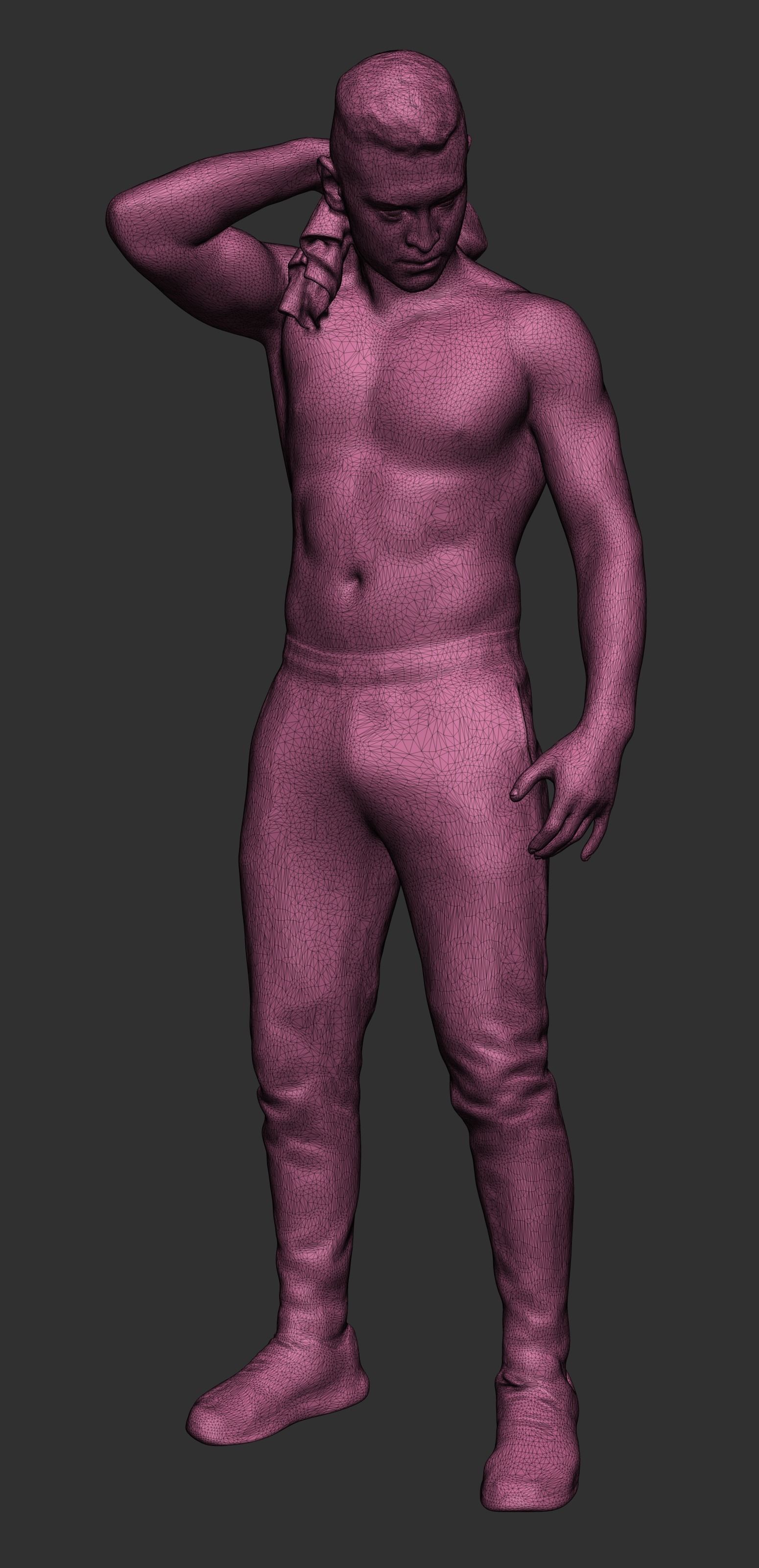 Handsome sporty man holding towel 377 Low-poly 3D model_7