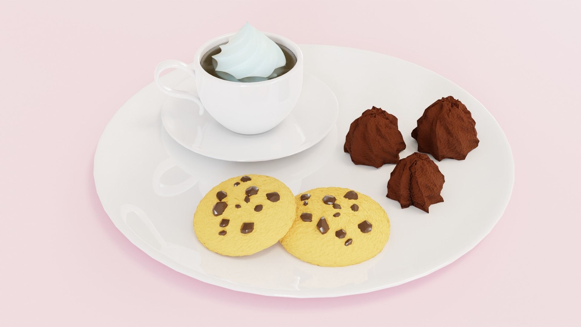 Coffee and Cookie 3D model_4