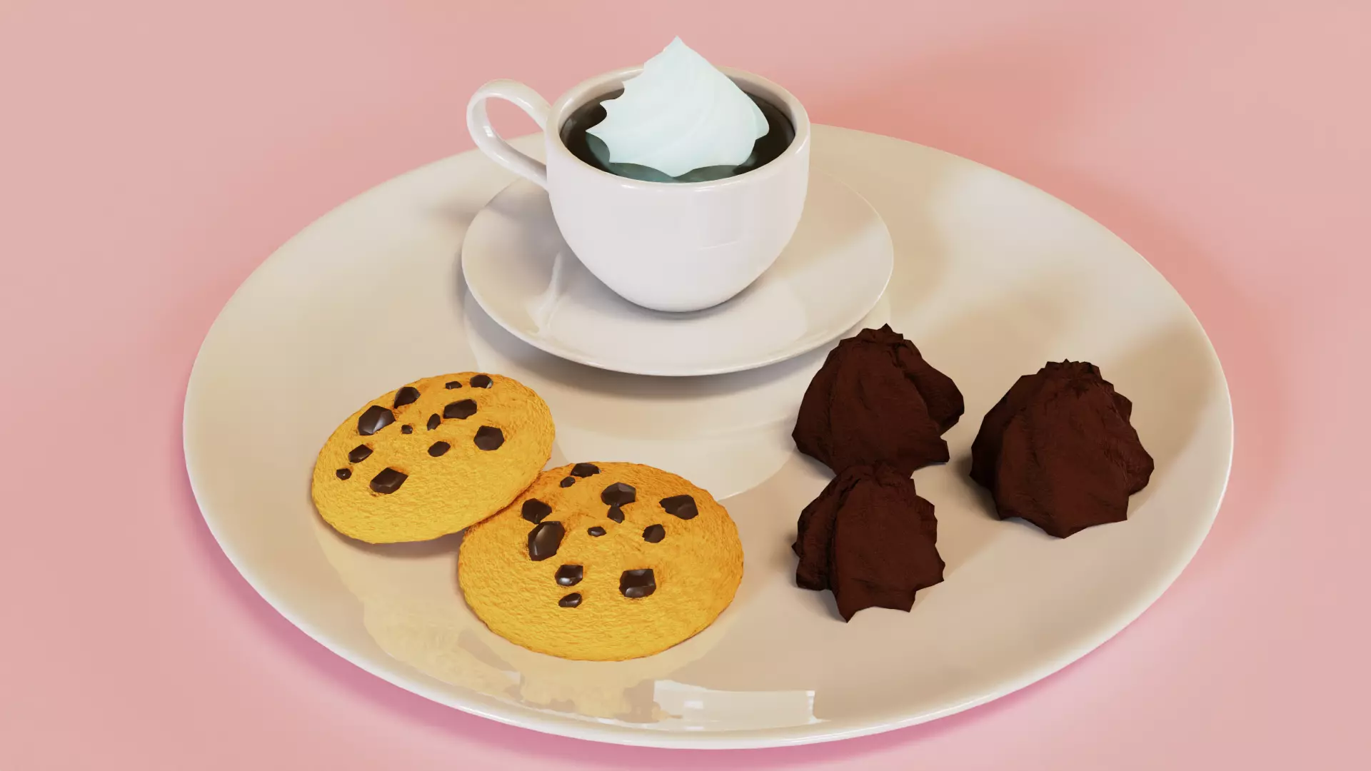 Coffee and Cookie 3D model_0