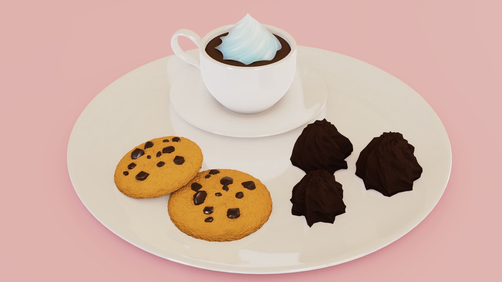 Coffee and Cookie 3D model_7