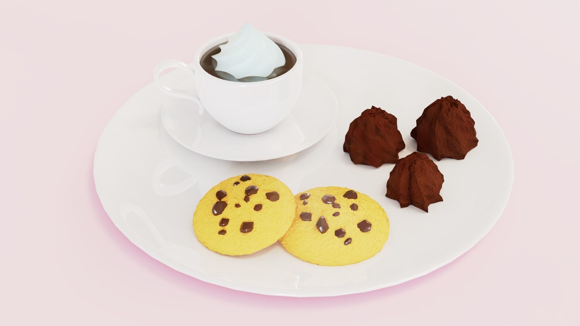 Coffee and Cookie 3D model_2