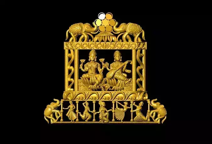 saraswati laxmi naklace pendent