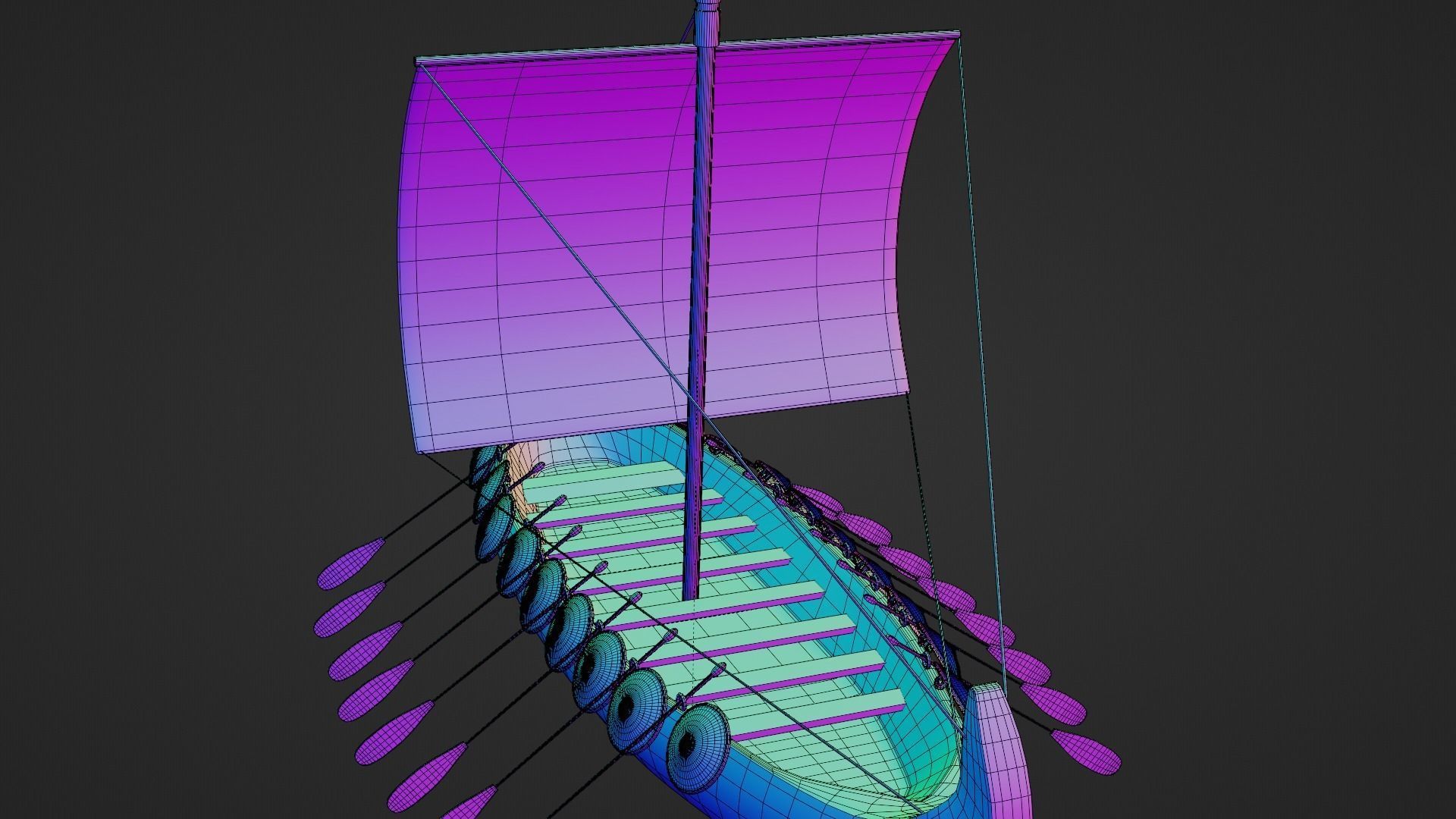 Viking Longboat Low-poly 3D model_13