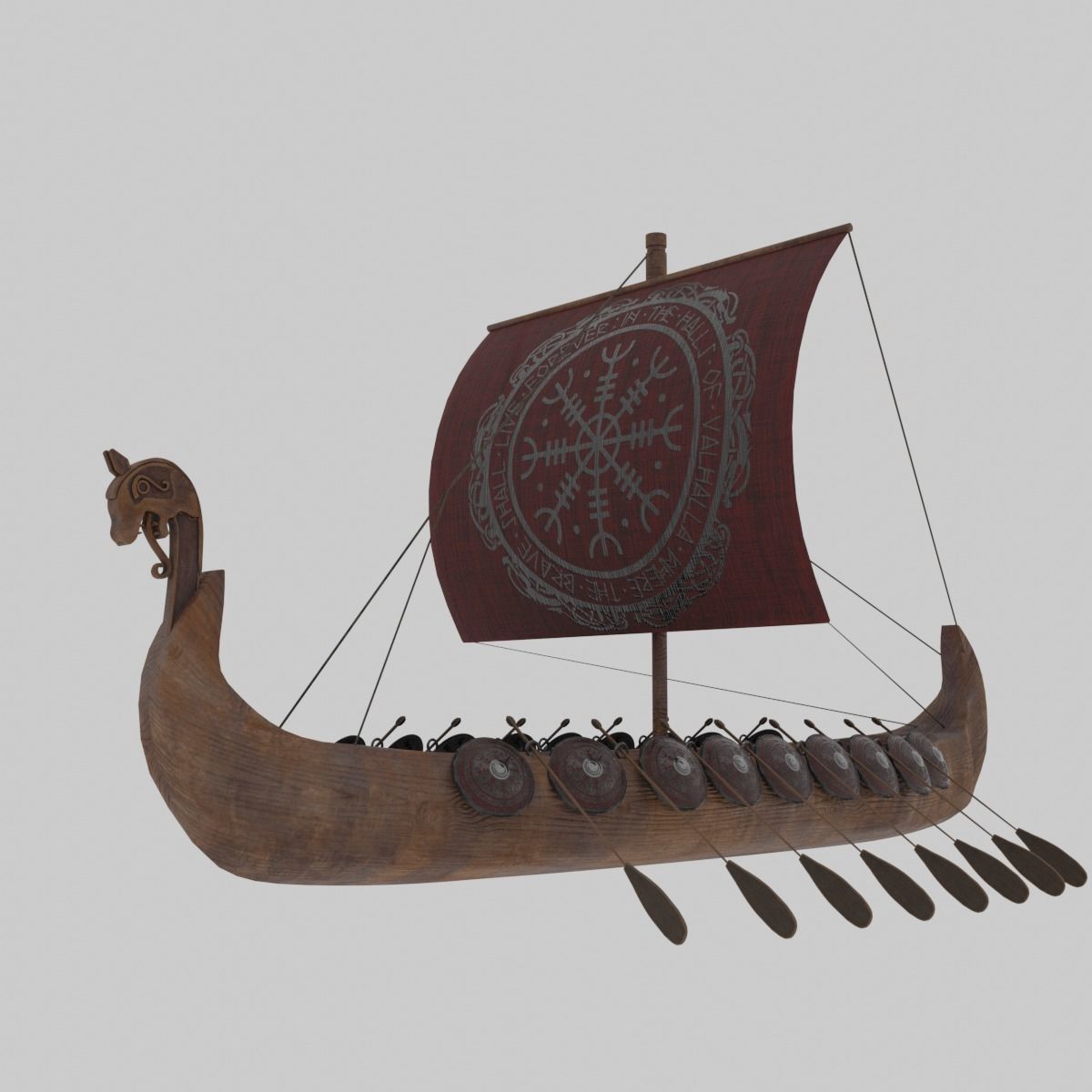 Viking Longboat Low-poly 3D model_12