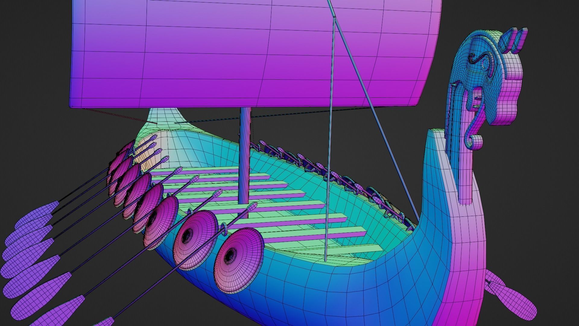 Viking Longboat Low-poly 3D model_5