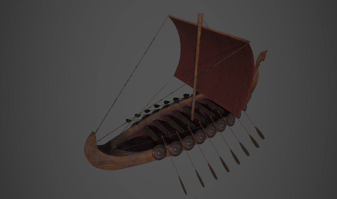 Viking Longboat Low-poly 3D model_11