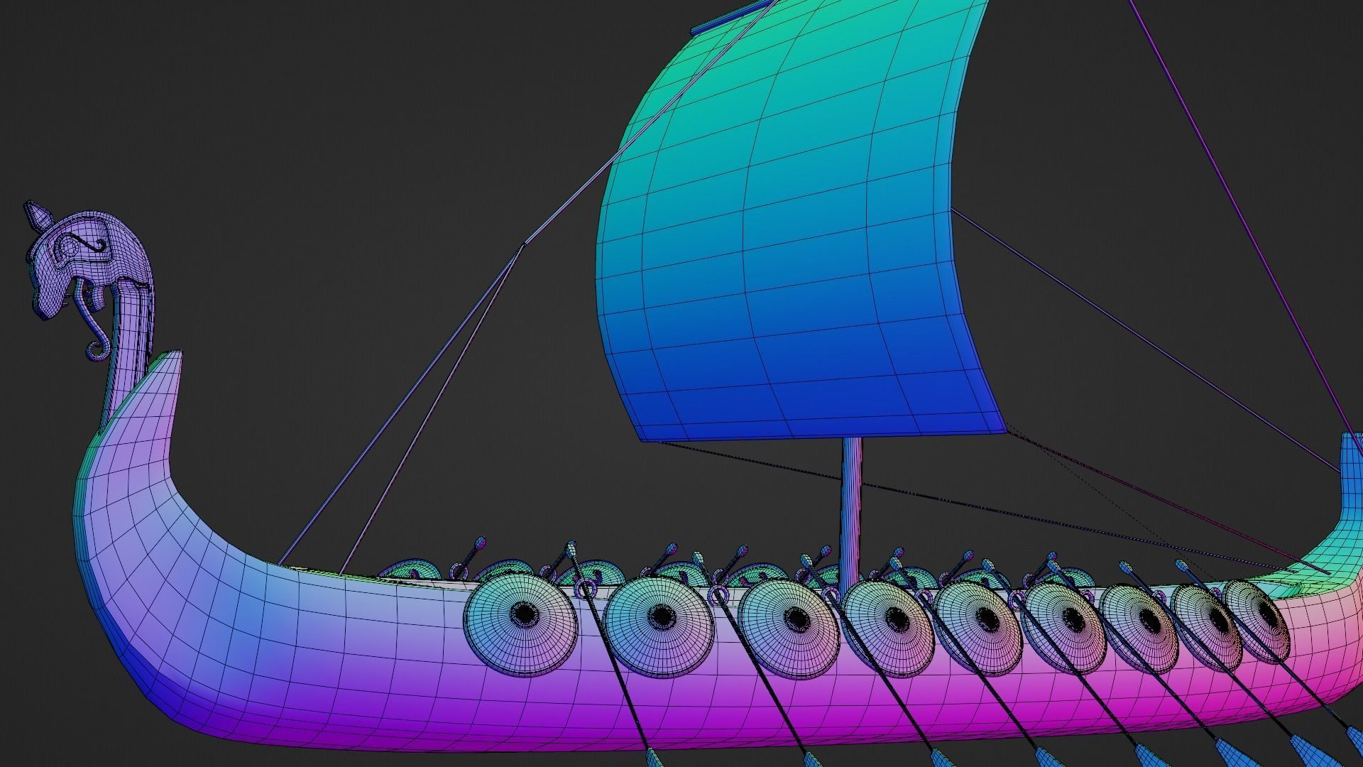 Viking Longboat Low-poly 3D model_3