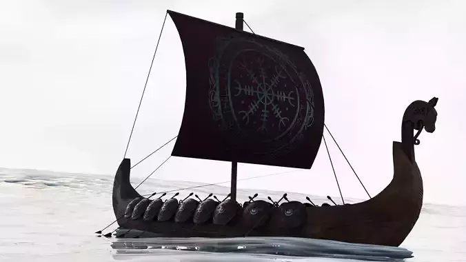 Viking Longboat Low-poly 3D model