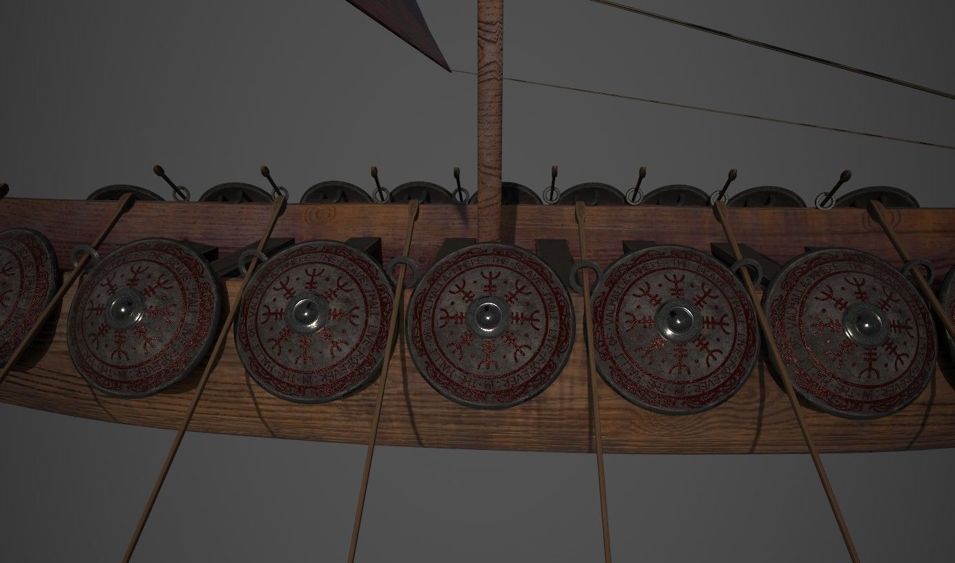 Viking Longboat Low-poly 3D model_10