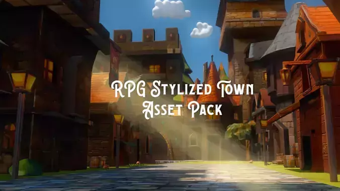 Stylized 49 Piece Rpg Town VR and Game Ready Asset Pack