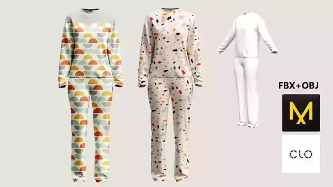 Female Pajama Marvelous Designer 3D model
