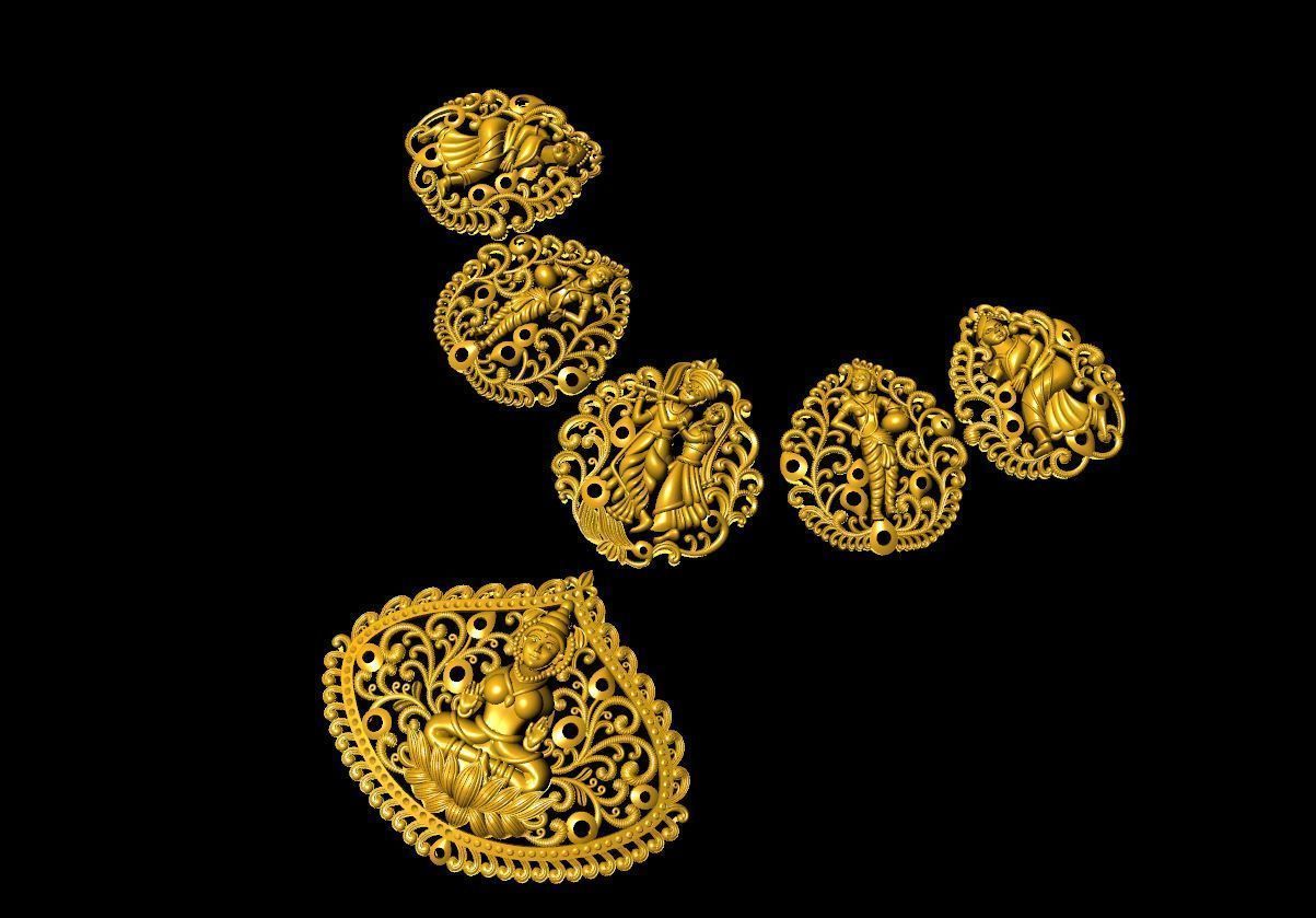 antique laxmi naklace 3D print model_3