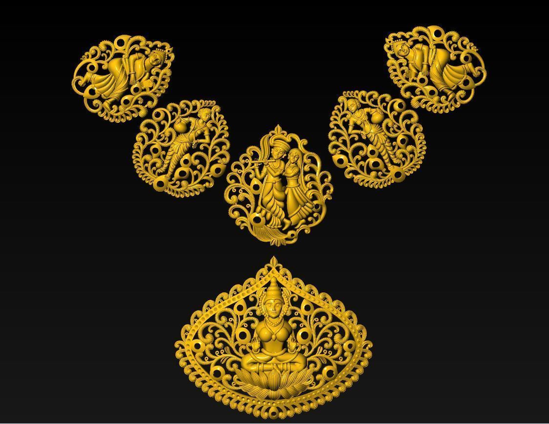 antique laxmi naklace 3D print model_1
