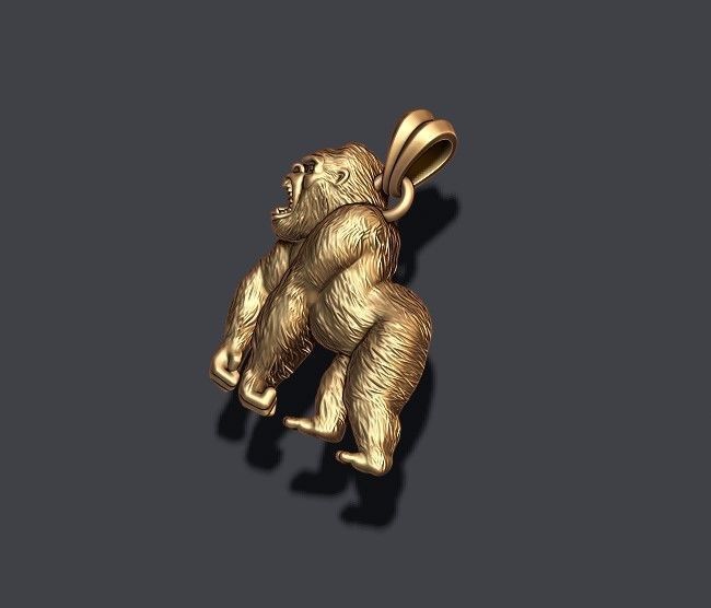Angry roaring Gorilla pendant 3D print model_4