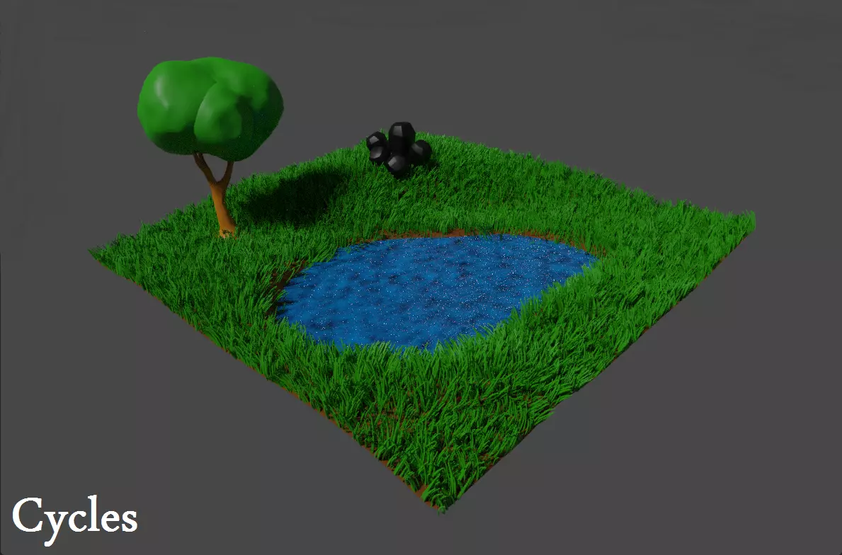 Natural Pond Scene Free low-poly 3D model_0