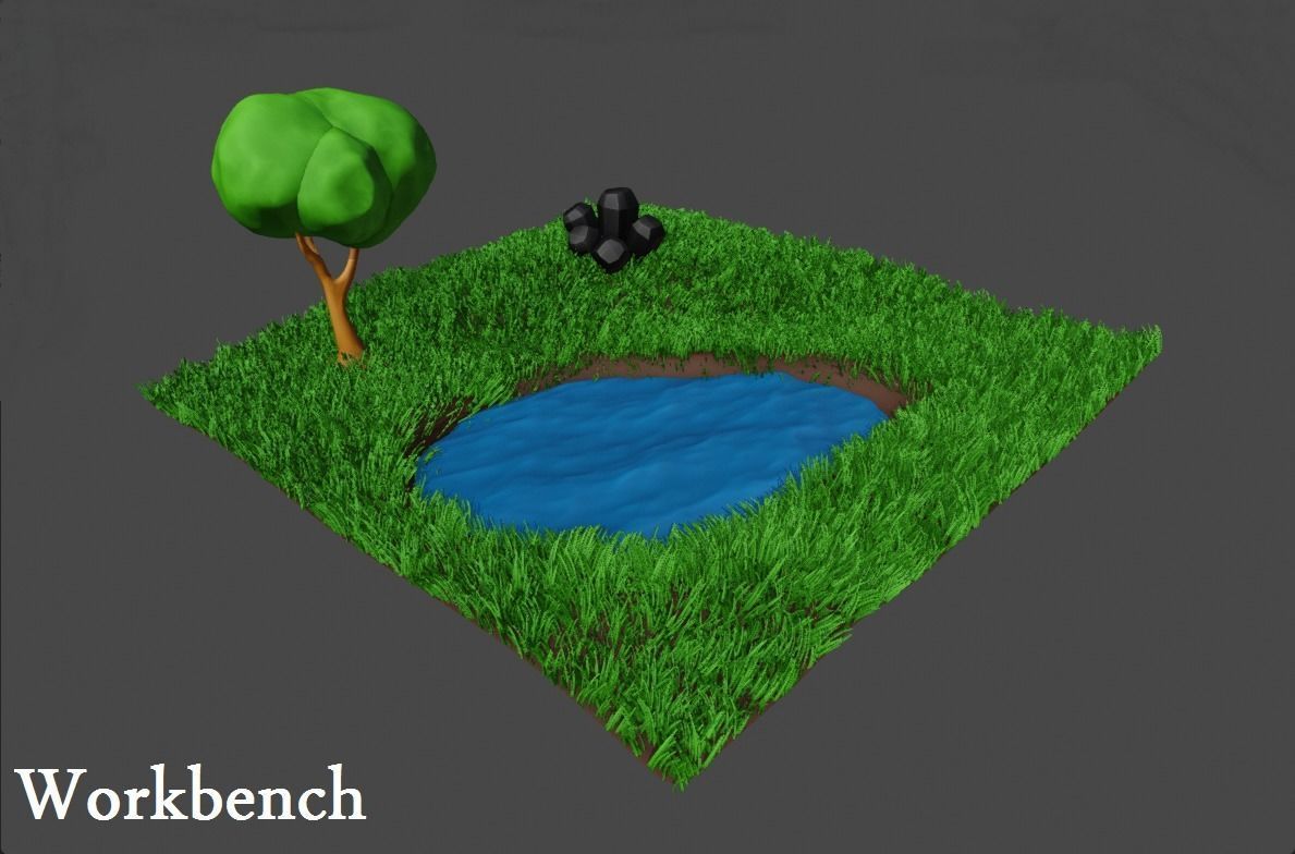 Natural Pond Scene Free low-poly 3D model_1